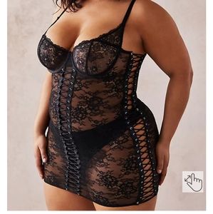 Torrid 0 Lace Up Underwire Chemise Lingerie